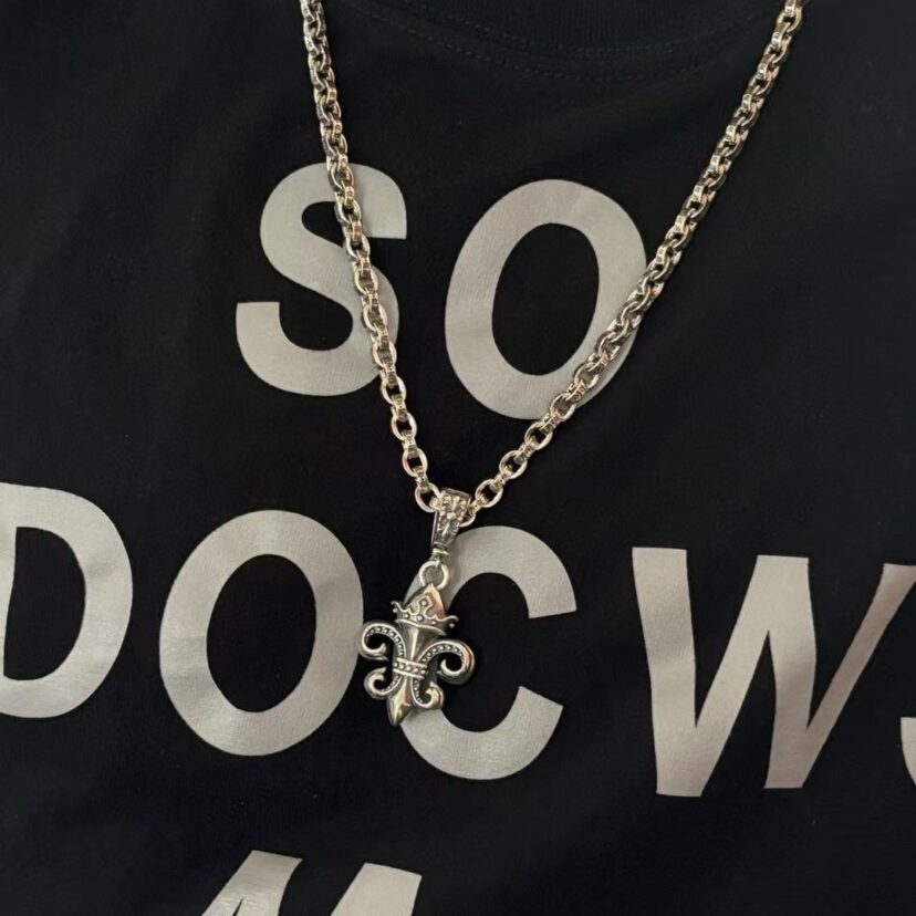 Chrome Hearts big anchor crown letter necklace