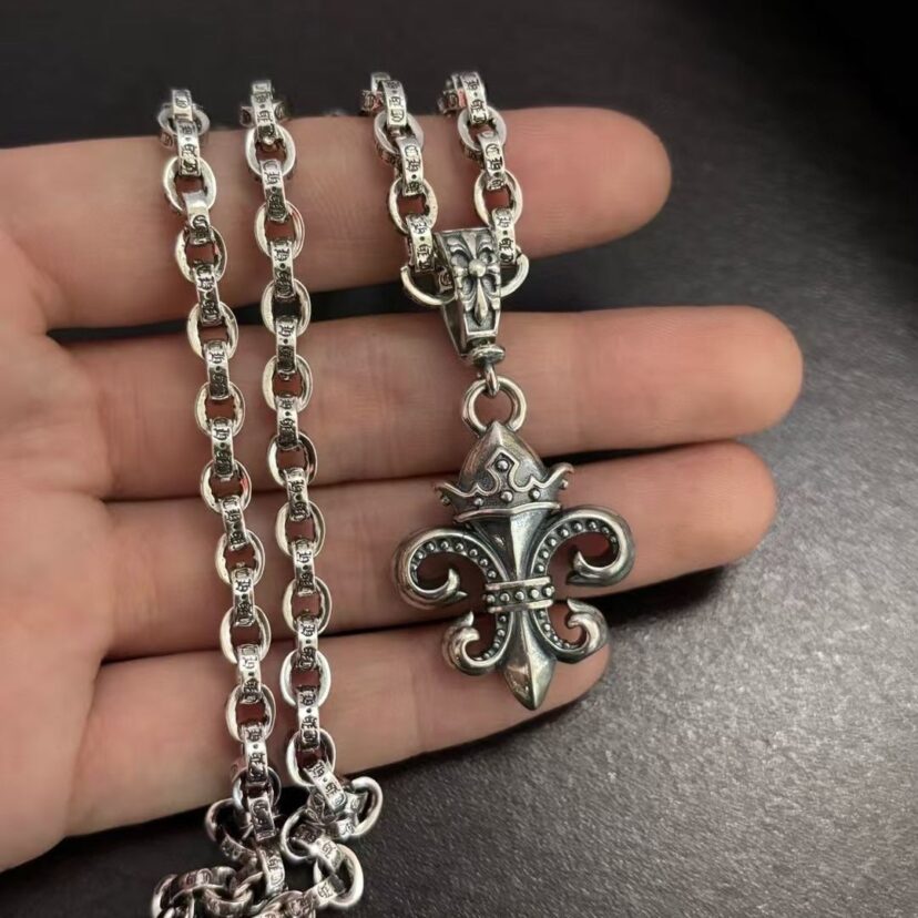 Chrome Hearts big anchor crown letter necklace
