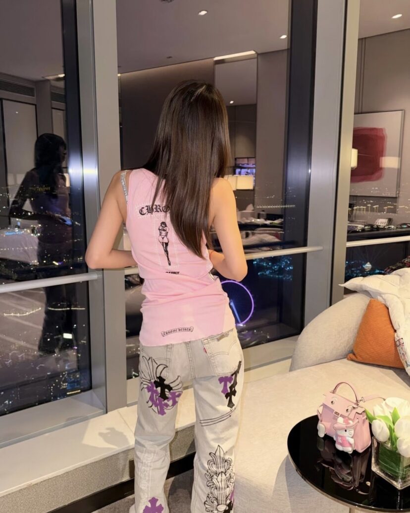 Chrome Hearts Pink Deadly Doll Rib Tank Top T-shirt