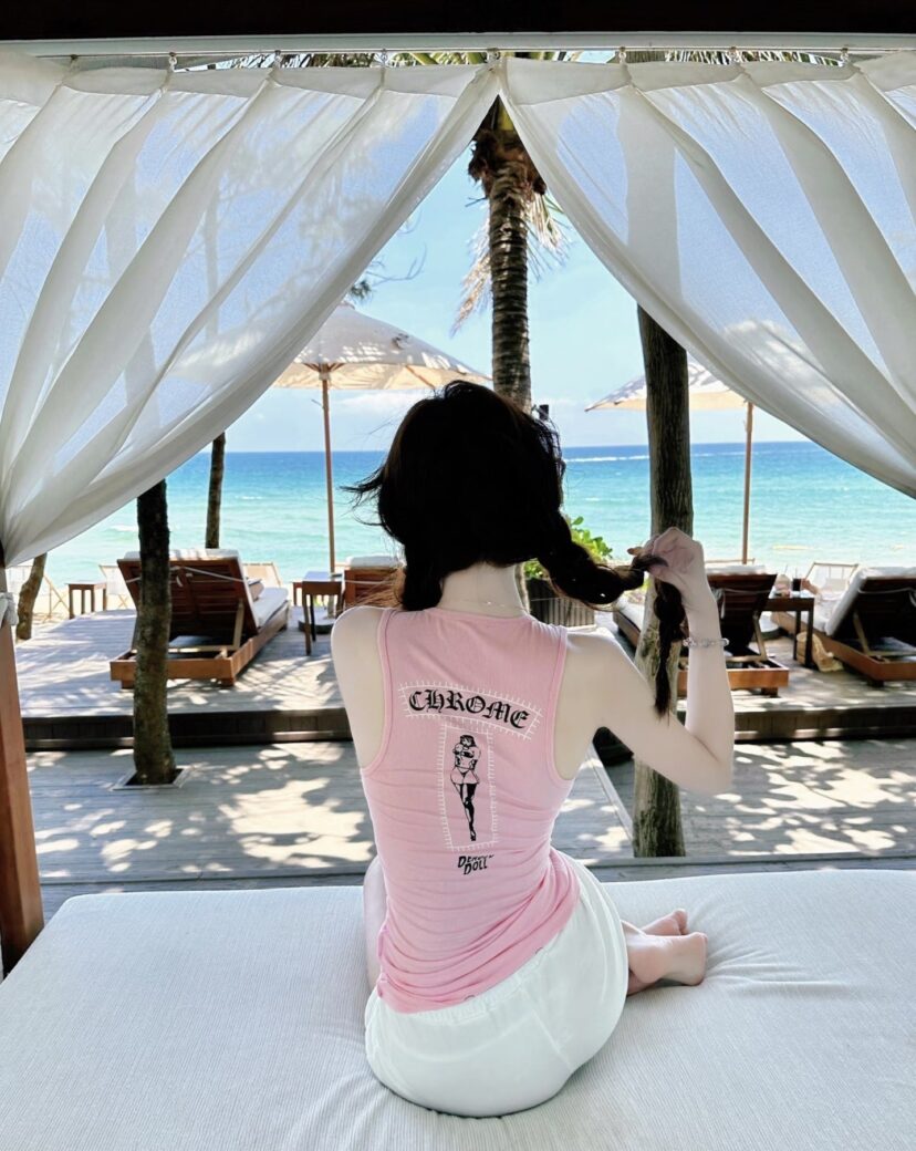 Chrome Hearts Pink Deadly Doll Rib Tank Top T-shirt