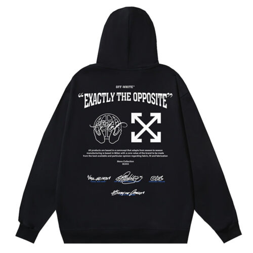 13370808098434933 Off White Logo Embroidered Drawstring Hoodie