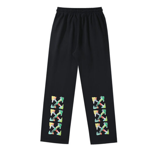 13374438632387248 Off White Arrow Printed Trousers Straight Loose Casual Pants #1071