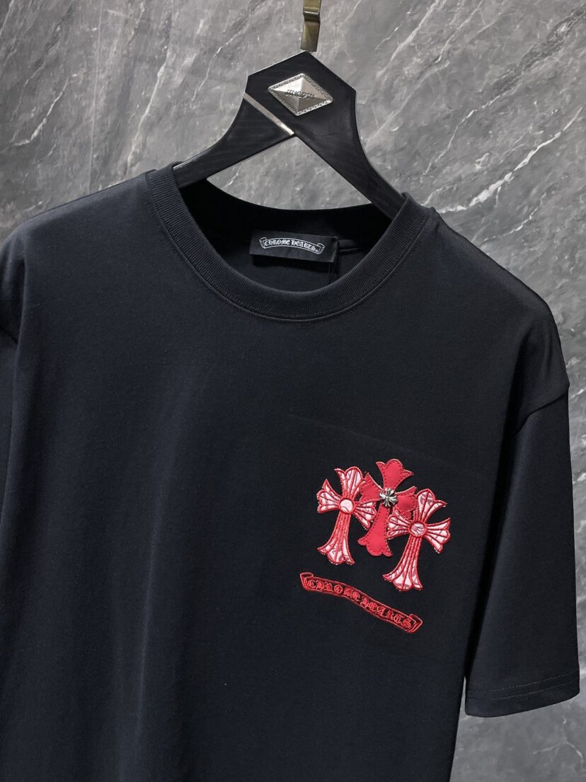 Chrome Hearts Style Cross Embroidered T-Shirt