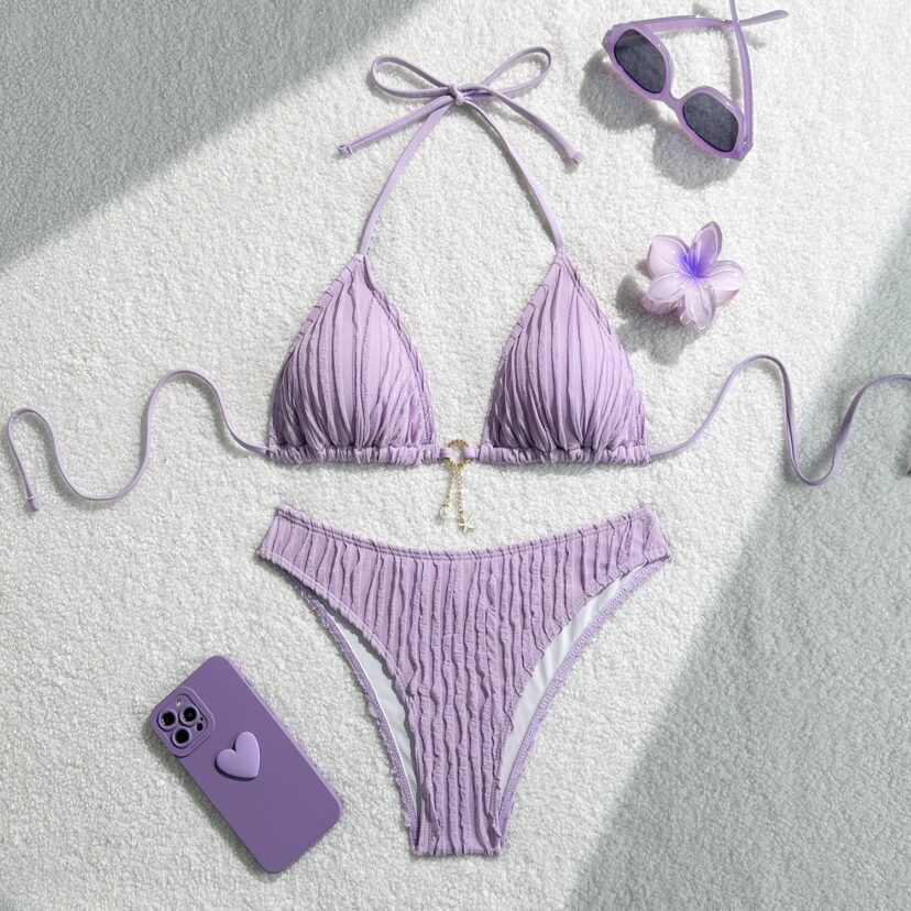 Drawstring Straps Swimsuit Bikini