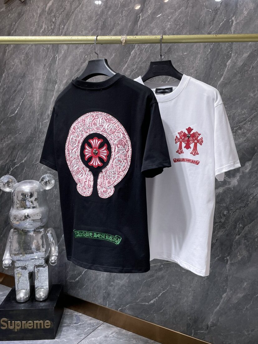 Chrome Hearts Style Cross Embroidered T-Shirt