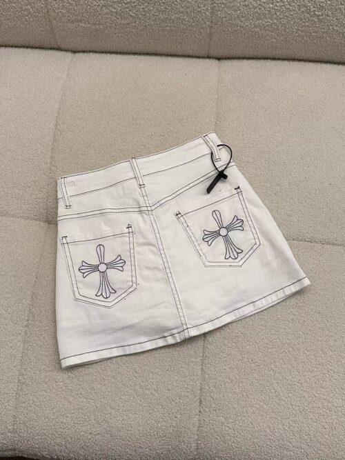 Chrome Hearts High Embroidered tight denim shorts skirt for women