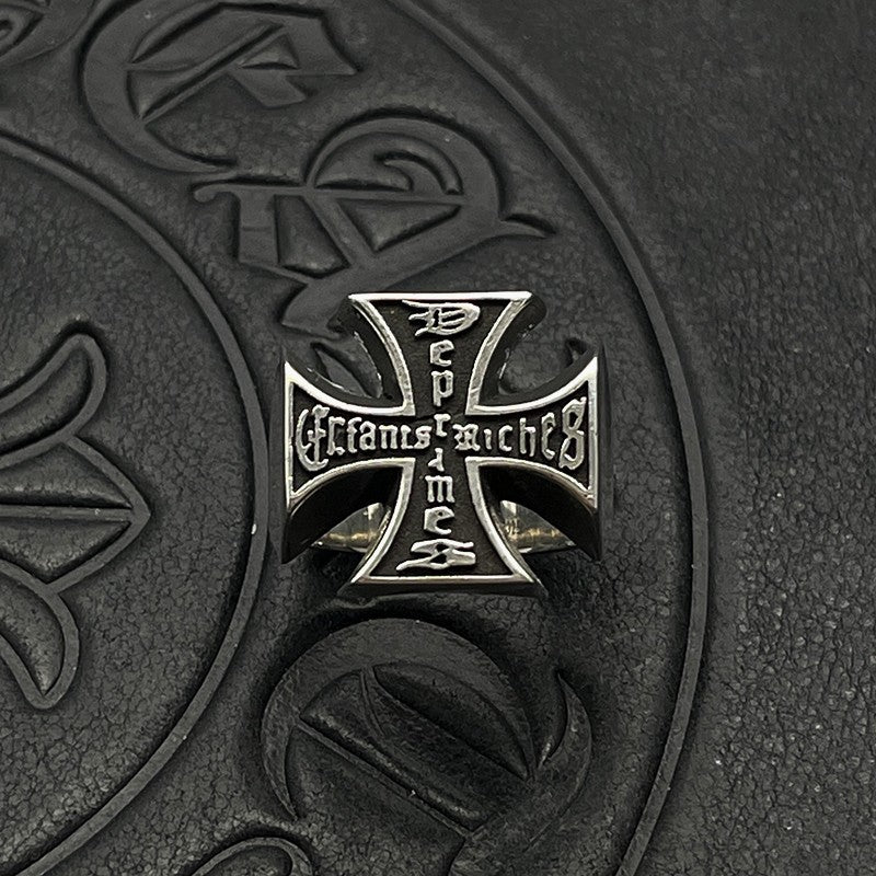 ERD Men's Distressed-Finish Cross Ring