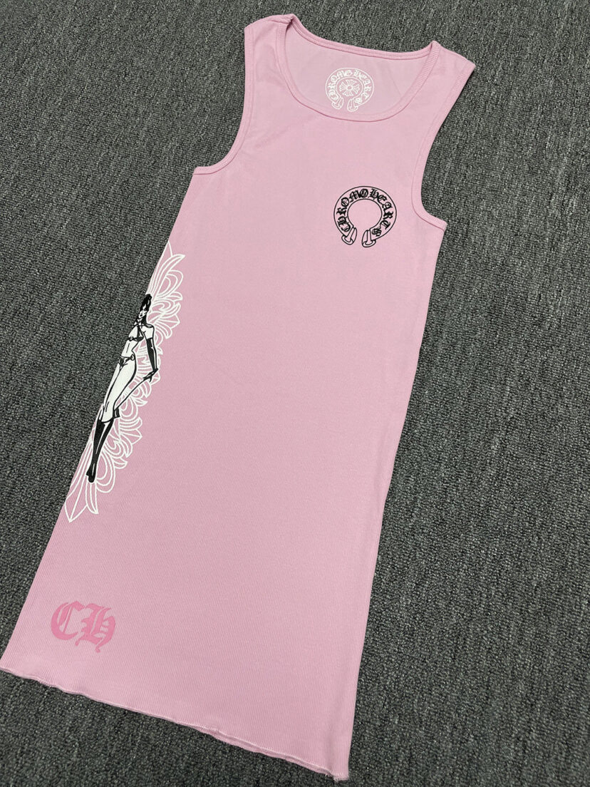 Chrome Hearts Pink Deadly Doll Rib Tank Top T-shirt