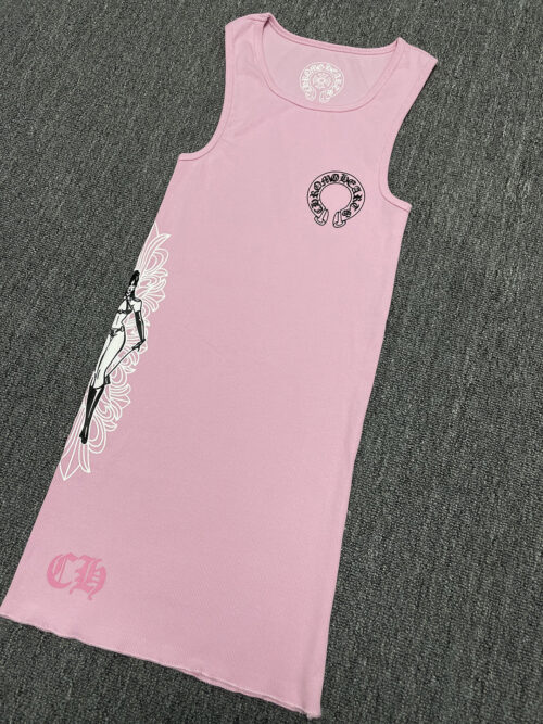 Chrome Hearts Pink Deadly Doll Rib Tank Top T-shirt