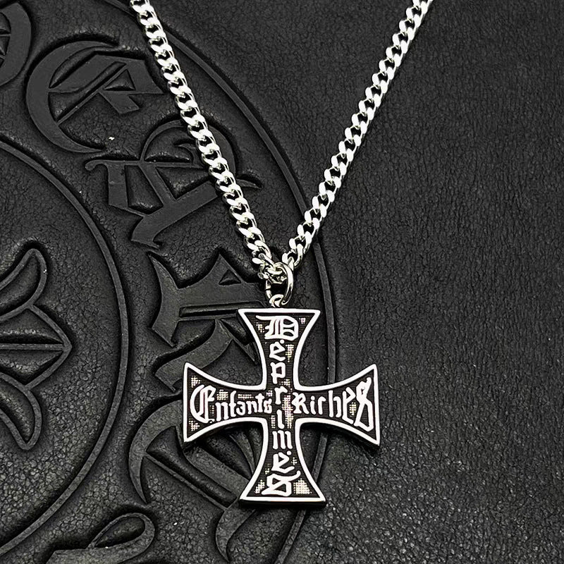 Distressed Cross Necklace in Vintage ERD Style