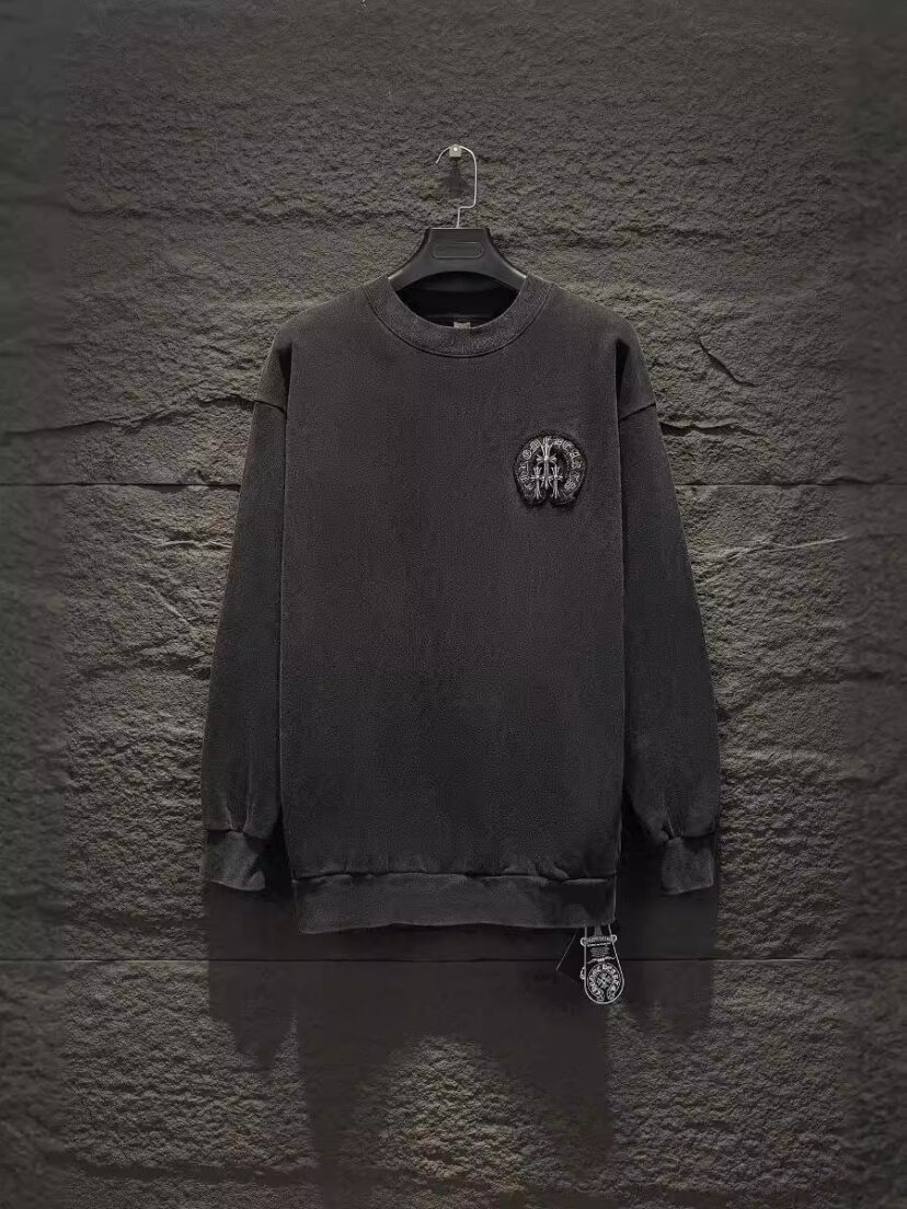 Chrome Hearts Style Washed Distressed Hoodie
