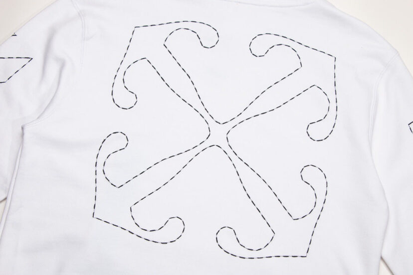 OFF WHITE Sickle sketch technique embroidery arrow Hoodies