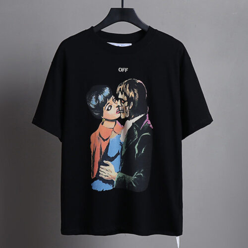 20231204_235851_006 OFF-WHITE Slim Fit 'Kiss' Graphic Print T-shirt