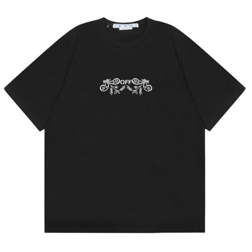 20250213_220916_018 OFF WHITE Cashew Flower Arrow Pattern T-Shirts