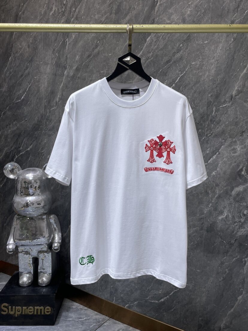 Chrome Hearts Style Cross Embroidered T-Shirt