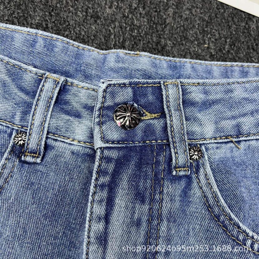 Chrome Hearts High Cross skinned fashionable wide leg denim shorts for women
