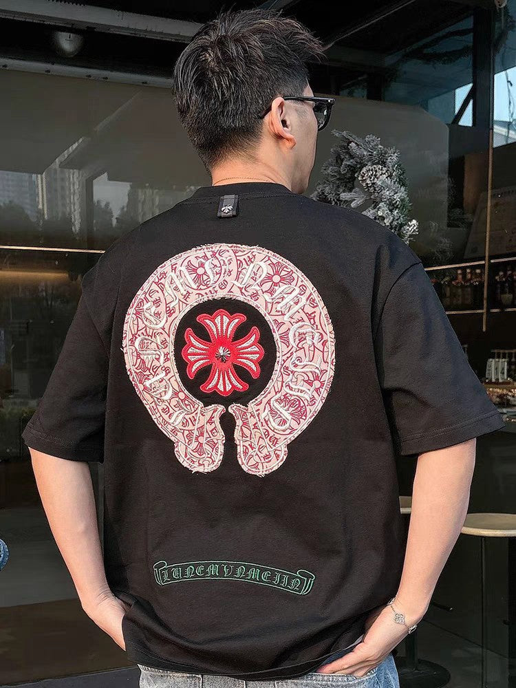Chrome Hearts Style Cross Embroidered T-Shirt