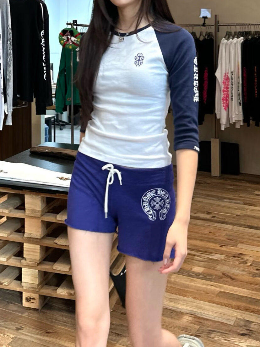 Chrome Hearts Blue Cross shorts for women