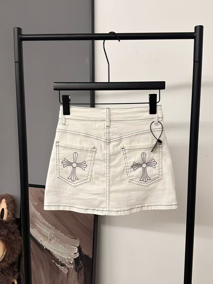 Chrome Hearts High Embroidered tight denim shorts skirt for women