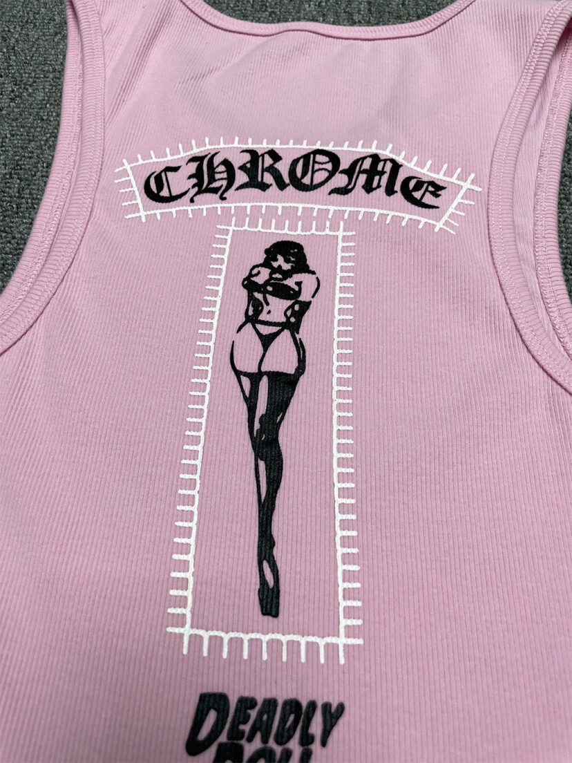 Chrome Hearts Pink Deadly Doll Rib Tank Top T-shirt