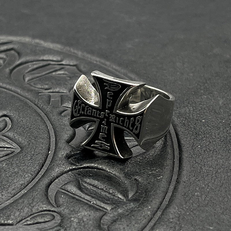 ERD Men's Distressed-Finish Cross Ring