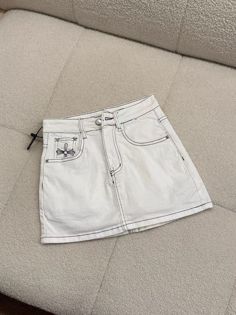 Chrome Hearts High Embroidered tight denim shorts skirt for women
