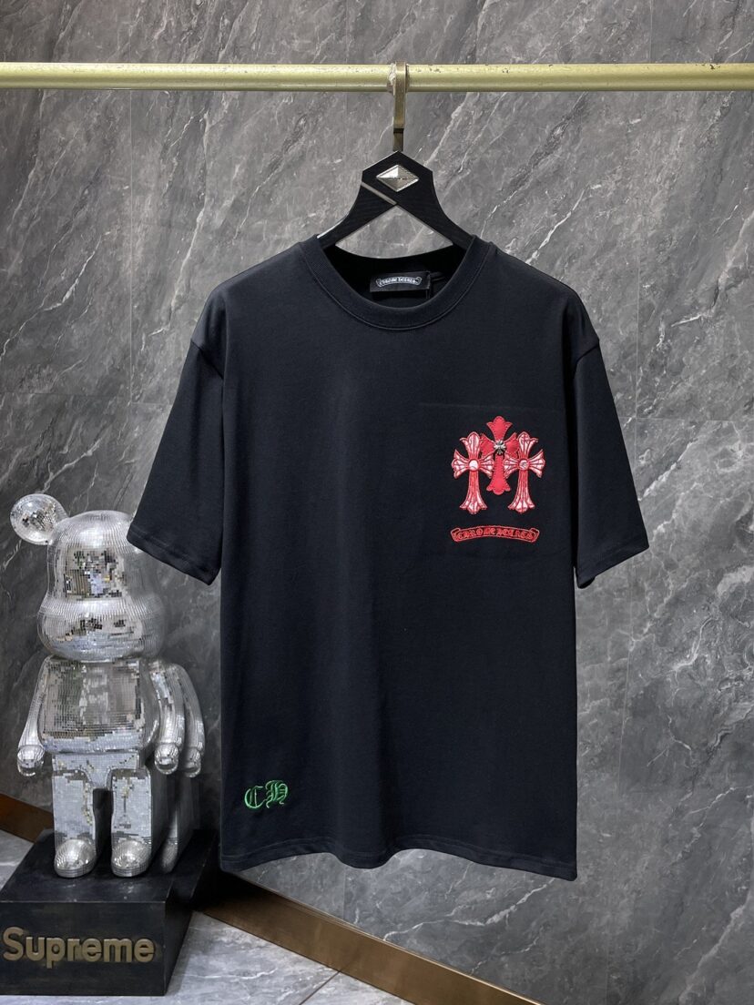 Chrome Hearts Style Cross Embroidered T-Shirt