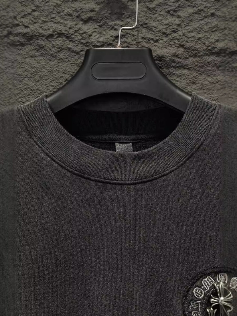 Chrome Hearts Style Washed Distressed Hoodie