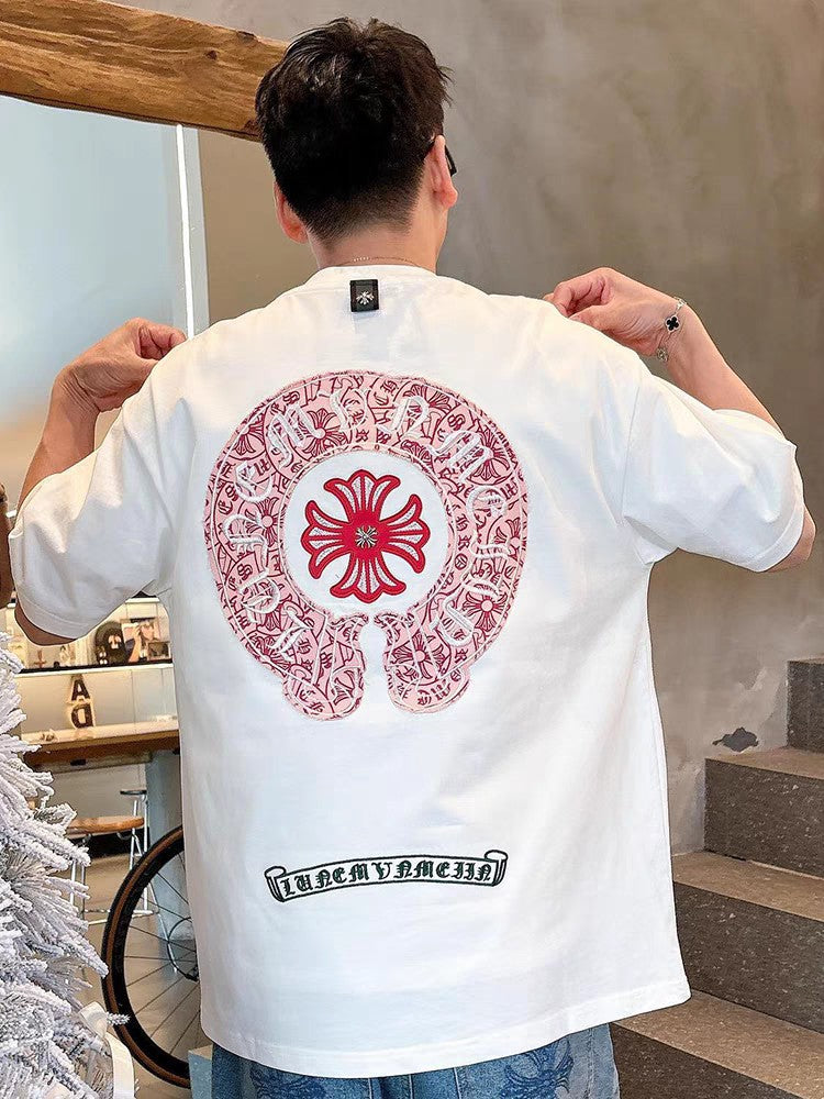 Chrome Hearts Style Cross Embroidered T-Shirt