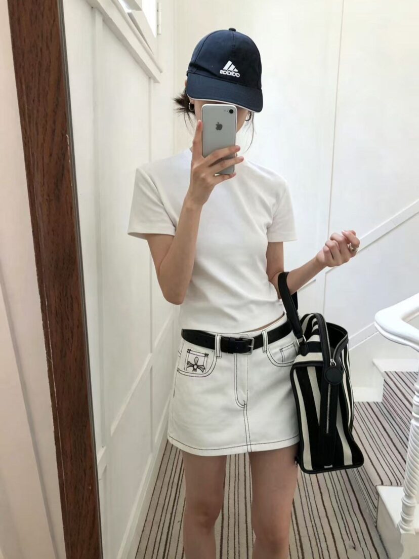 Chrome Hearts High Embroidered tight denim shorts skirt for women