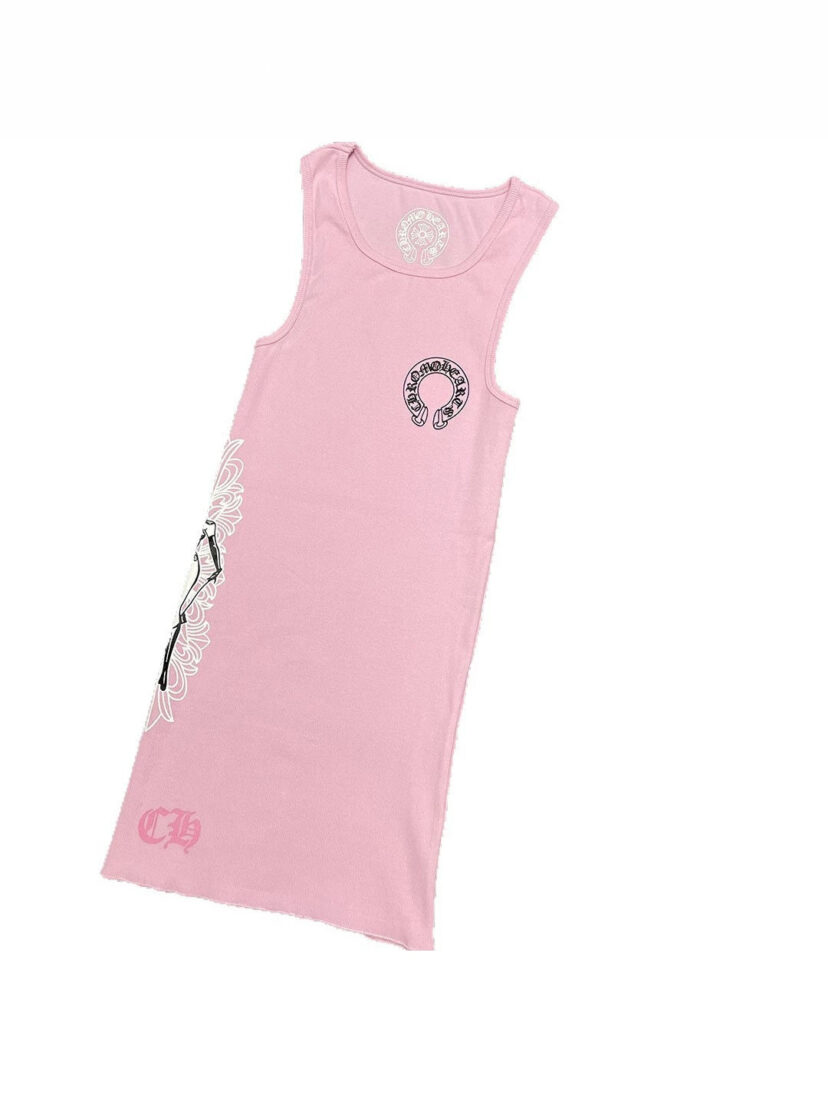 Chrome Hearts Pink Deadly Doll Rib Tank Top T-shirt