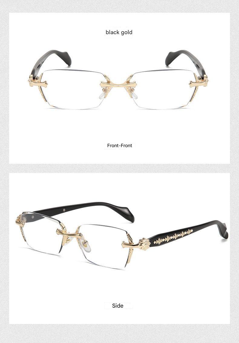 Chrome Hearts retro silver square frameless glasses