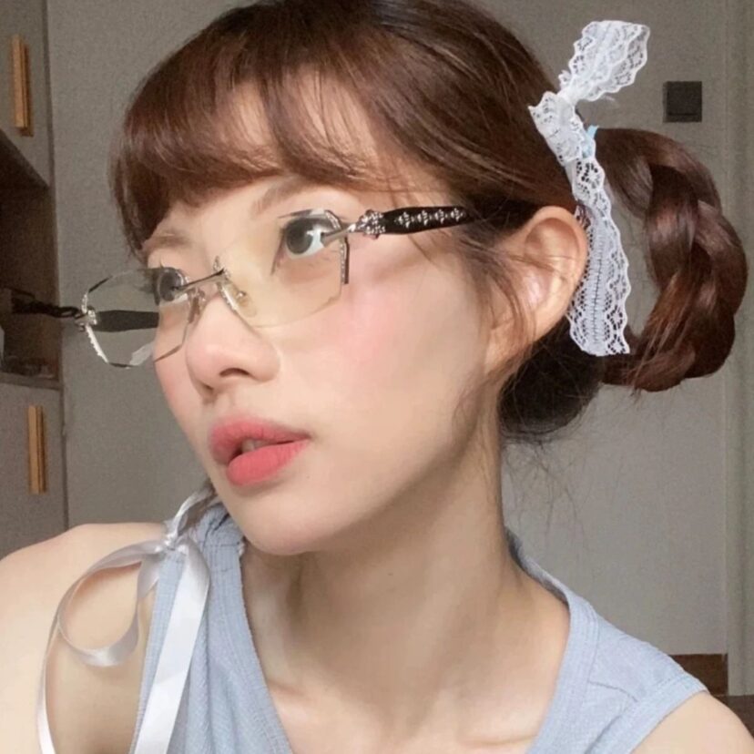 Chrome Hearts retro silver square frameless glasses