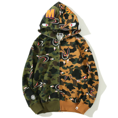 71b0ed4e BAPE Colorblock Camo Shark Zipper Hoodie