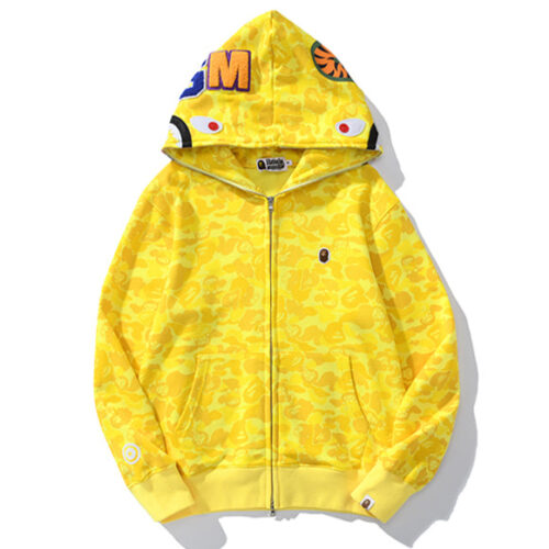 74a92071 BAPE Shark Yellow Zipper Hoodie