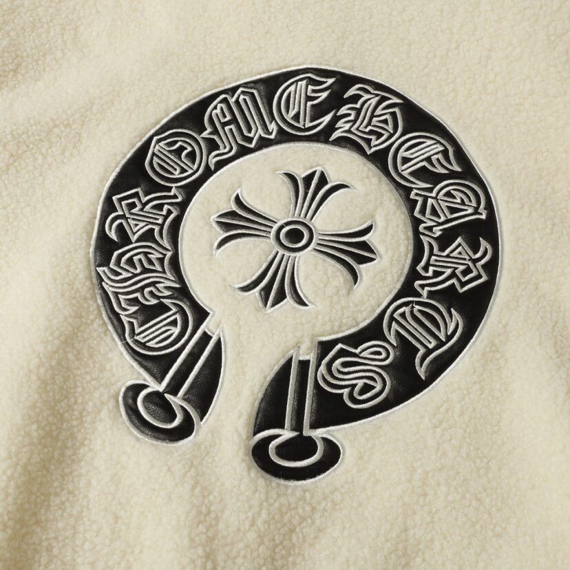 Chrome Hearts Horseshoe Embroidered Sherpa Jacket - Black Cream Gothic Coat 825