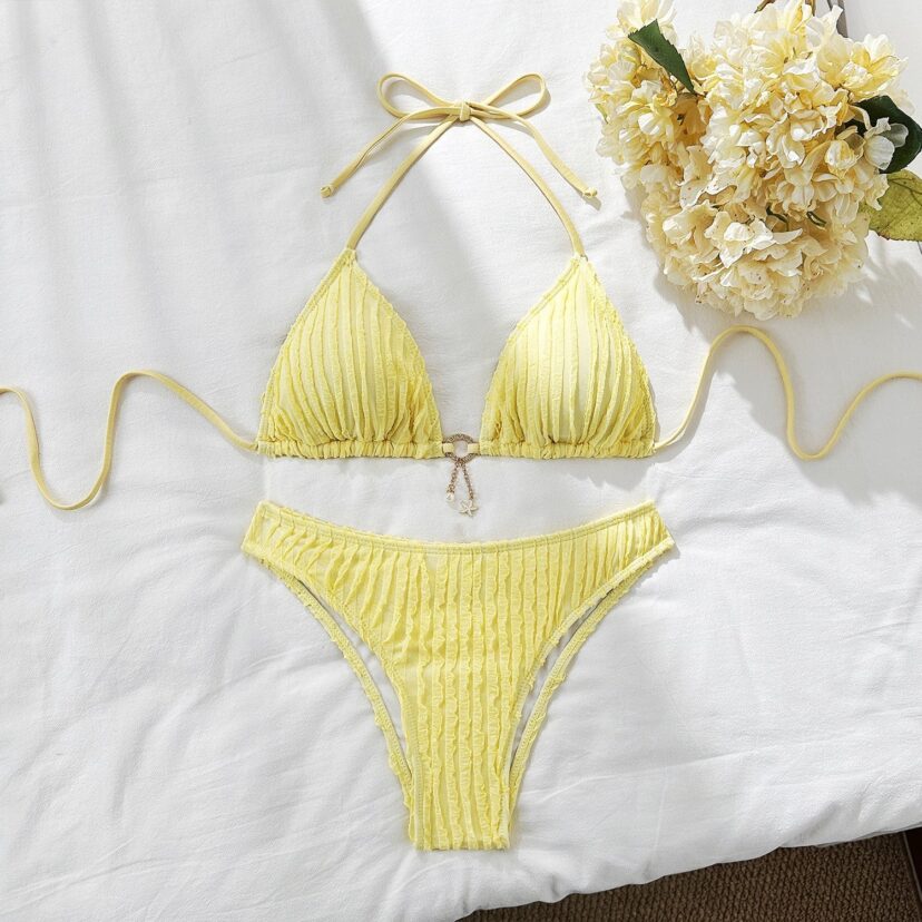Drawstring Straps Swimsuit Bikini