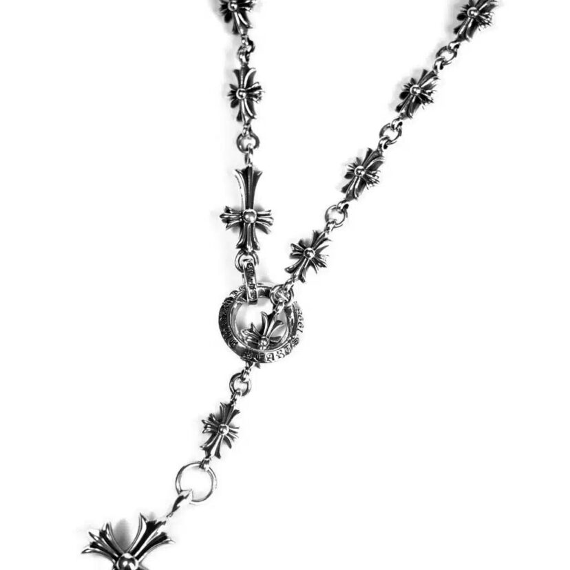 Chrome Hearts Cross And Babyfat Charm With Tiny E Ch Plus Chalk Necklace