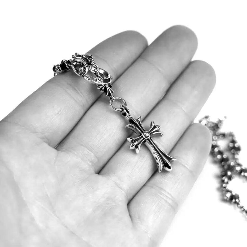 Chrome Hearts Cross And Babyfat Charm With Tiny E Ch Plus Chalk Necklace