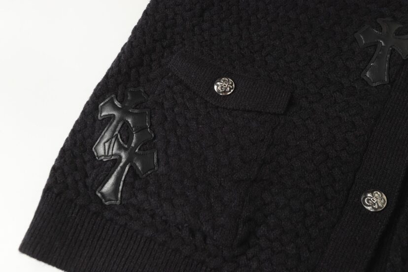 Chrome Hearts Gothic Cross Knit Cardigan - Black Grey Streetwear Jacket 904