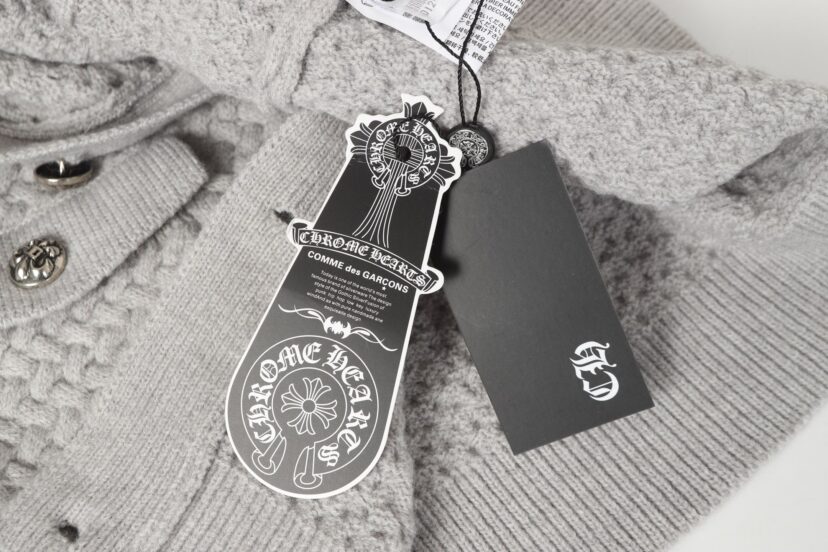 Chrome Hearts Gothic Cross Knit Cardigan - Black Grey Streetwear Jacket 904