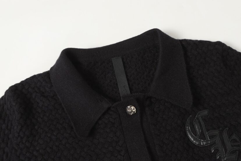 Chrome Hearts Gothic Cross Knit Cardigan - Black Grey Streetwear Jacket 904