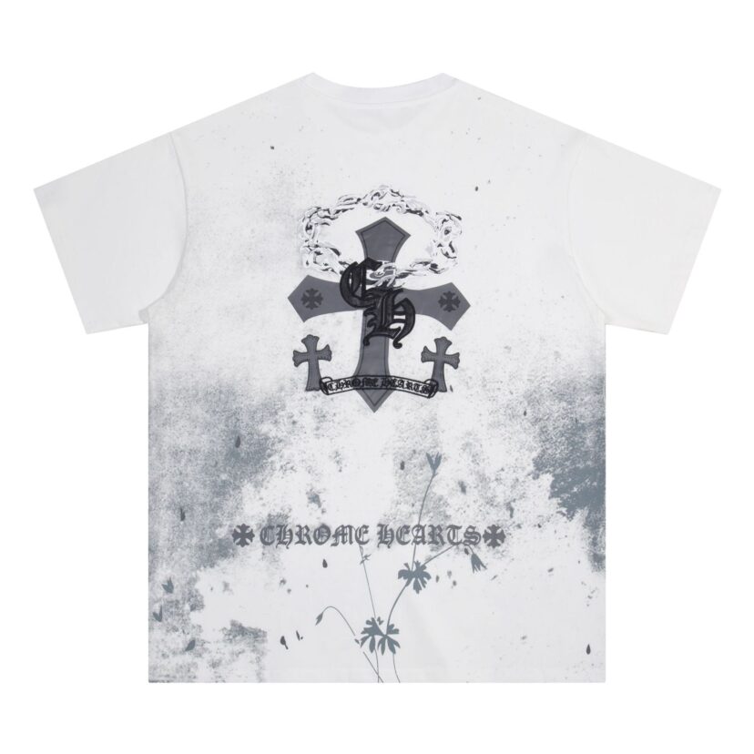 Chrome Heart T Shirts Starry Sky Inkjet Leather Short Sleeve T-Shirt