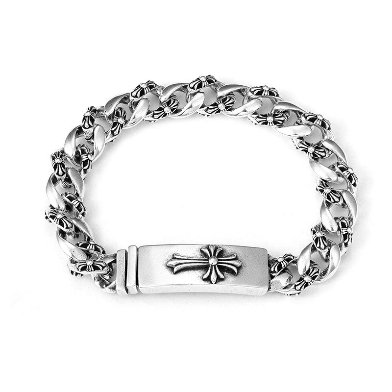 Chrome Hearts Cross Motif Curb Chain Bracelet