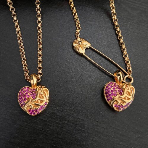 Chrome Hearts diamond-studded versatile heart pendant necklace