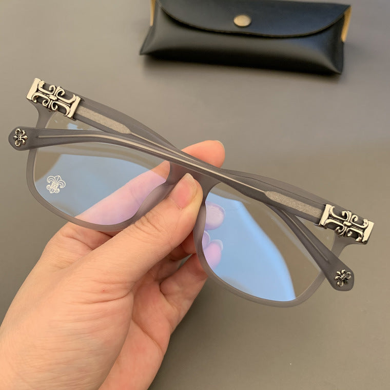 chrome hearts plain black frame, retro, large frame glasses