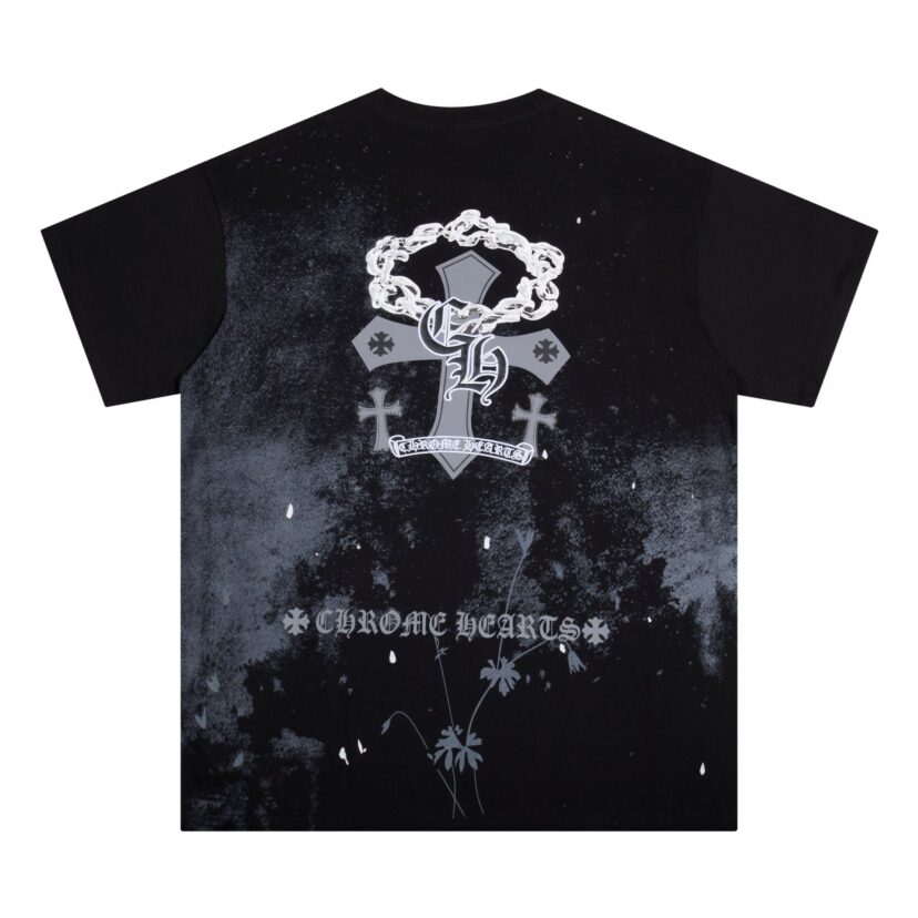Chrome Heart T Shirts Starry Sky Inkjet Leather Short Sleeve T-Shirt