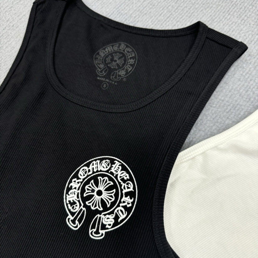 Chrome Hearts T-shaped printed black and white vest skirt Tank Tops