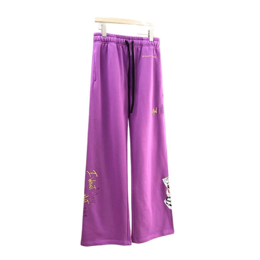 Chrome Hearts graffiti print casual drawstring purple sweatpants