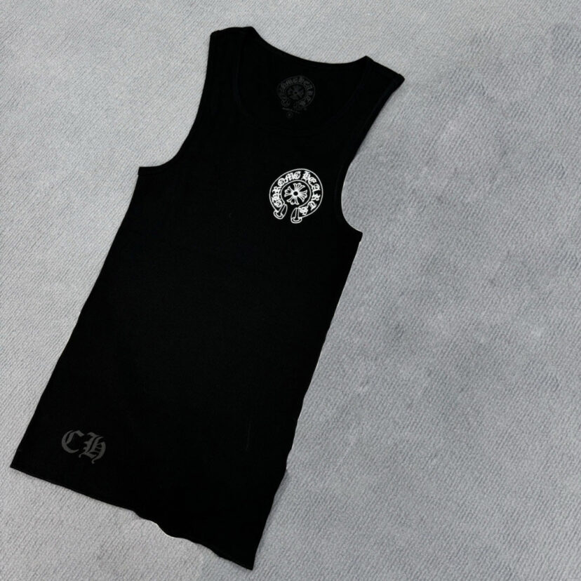 Chrome Hearts T-shaped printed black and white vest skirt Tank Tops